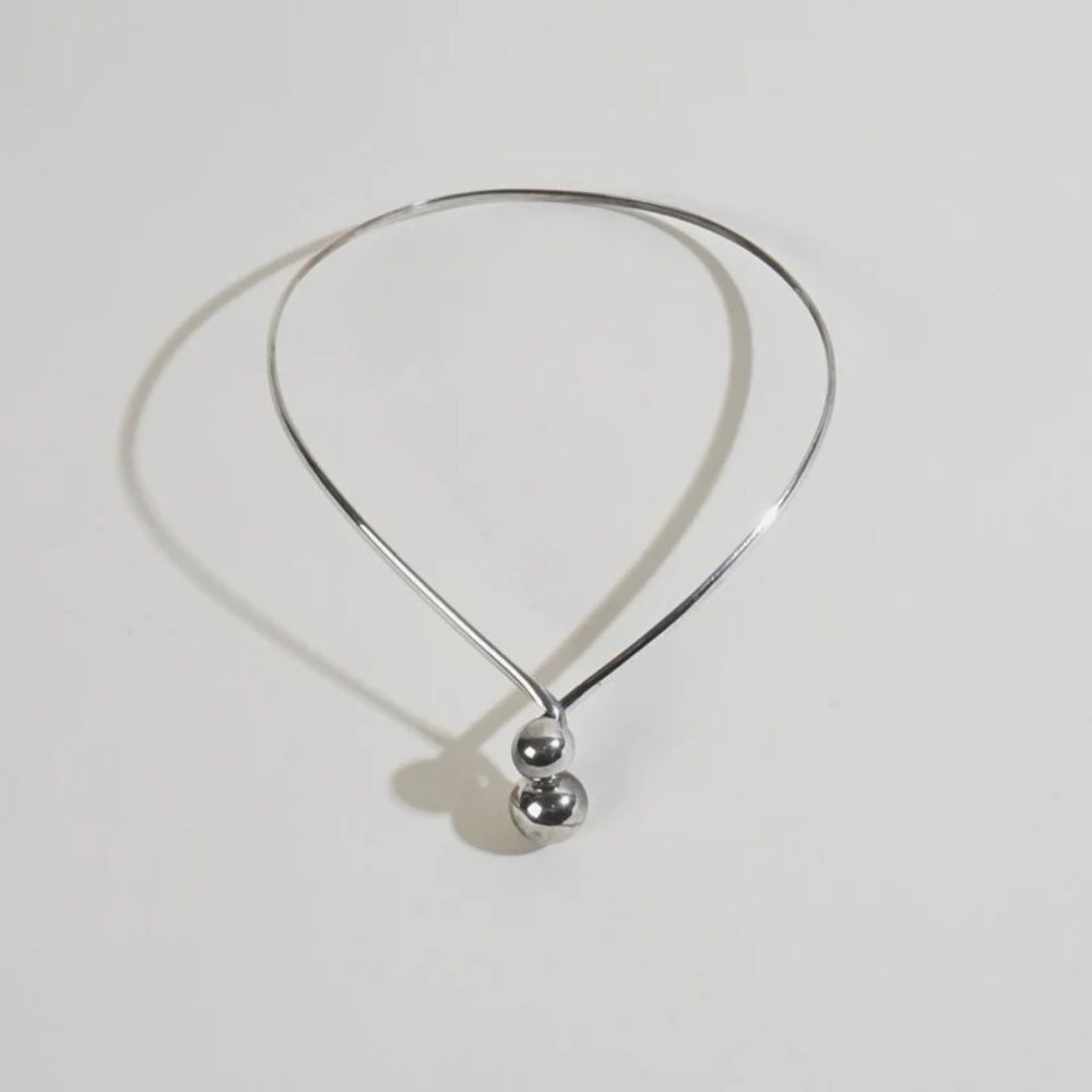 Matching Solid Silver Modernist Choker Necklace A… - image 7
